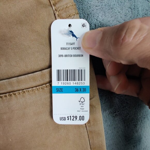 New Tommy Bahama Pants Men 36 Tan Chino Straight Stretch Marlin Golf 36x30 - Picture 8 of 8